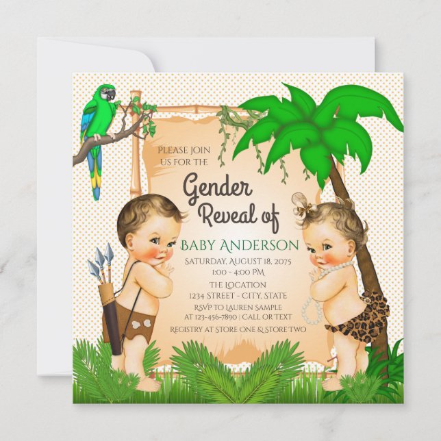 Jungle Safari Gender Reveal Baby Shower Invitation (Front)