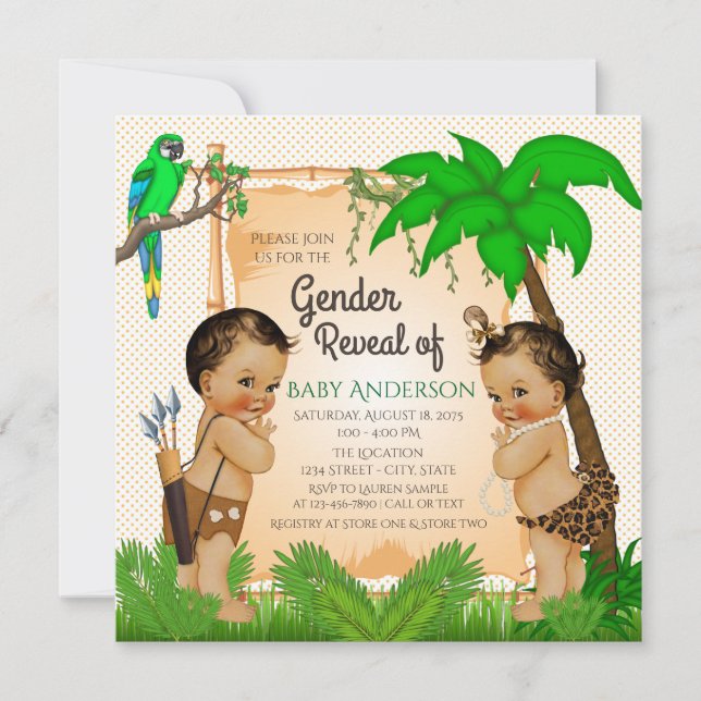 Jungle Safari Gender Reveal Invitations (Front)