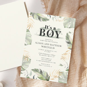 Jungle Safari Giraffe Baby Shower Boys Invitation