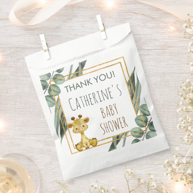 Jungle Safari Giraffe Baby Shower Thank You Favour Bags (Clipped)