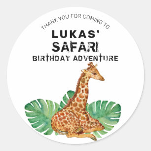 Jungle Safari Giraffe Birthday Thank You Classic Round Sticker