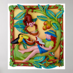 Jungle Safari Girls Room Poster