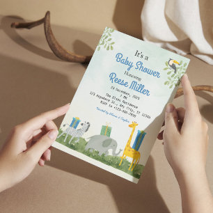 Jungle Safari Greenery Baby Shower Party Invitation