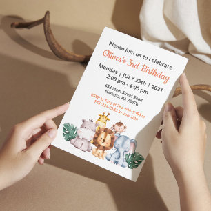 Jungle Safari Greenery Birthday day Party Invitation