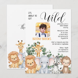 Jungle Safari "It's About To Get Wild" Baby Shower Invitation