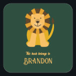 Jungle Safari Lion Bookplate Label, Book Sticker<br><div class="desc">Child bookplate label stickers featuring an adorable lion. You may customise all the text.</div>