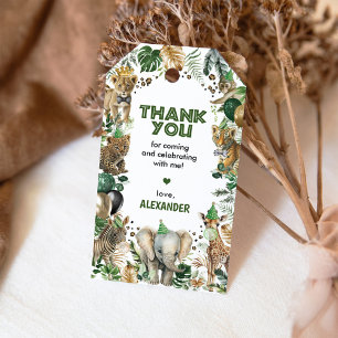 Jungle Safari Party Animals Boy Birthday Thank You Gift Tags