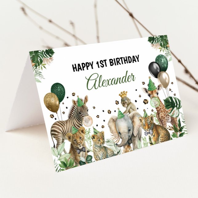 Jungle Safari Party Animals Happy Birthday Card (Creator Uploaded)