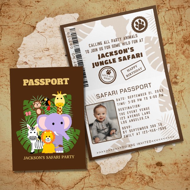 Jungle Safari Passport Kids Birthday Invitation (Creator Uploaded)