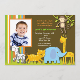 Jungle Safari Photo Birthday Invitation