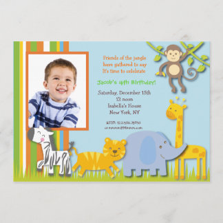 Jungle Safari  Photo Birthday Invitations