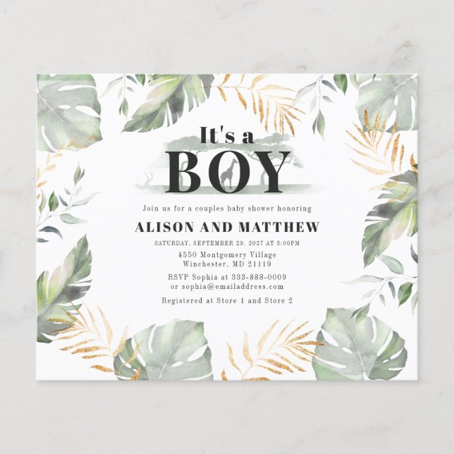 Jungle Safari Rustic Baby Shower Invitation (Front)