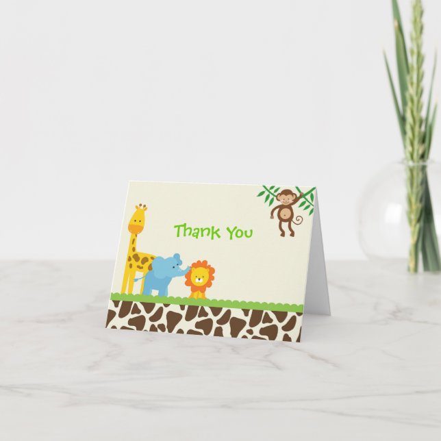 Jungle Safari Thank You Notes cards (Front)