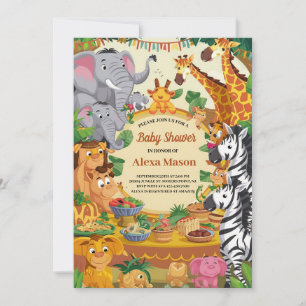 Jungle Safari Theme Baby Shower Invitation