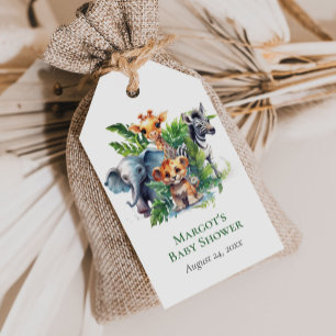 Jungle Safari Tropical Animals Baby Shower Favour Gift Tags