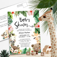 Jungle Safari Tropical Floral Greenery Baby Shower