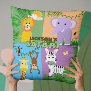 Jungle Safari Wild Animal Kids Birthday Colourful Cushion