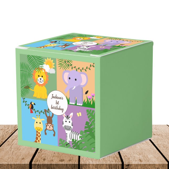 Jungle Safari Wild Animal Kids Birthday Colourful Favour Box (Creator Uploaded)