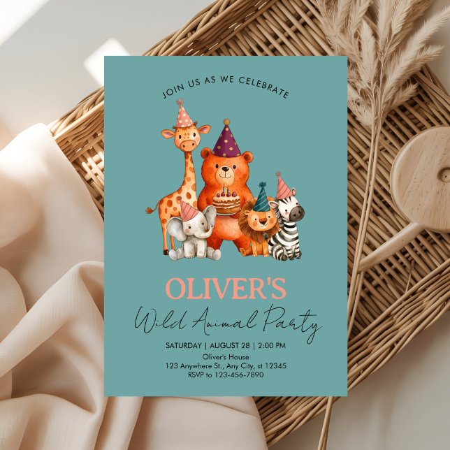 Jungle Safari Wild Animals Birthday Invitation (Creator Uploaded)