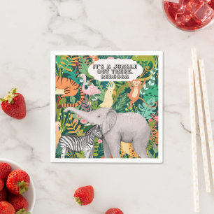 Jungle Safari Wild Animals Retirement Party Napkin