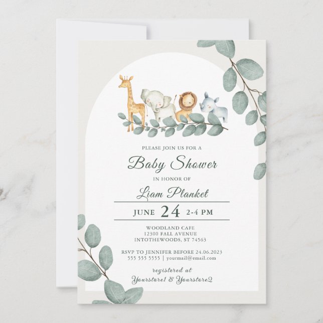 Jungle Safari Wild Baby Shower Invitation (Front)