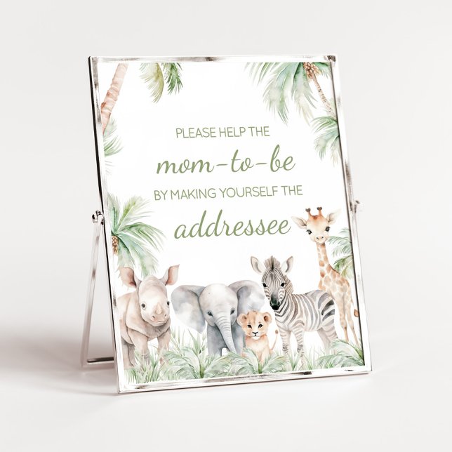 Jungle Safari Wild One Animals Envelope Station Poster (Jungle Safari Animals Wild One Baby Shower Envelope Station Sign)