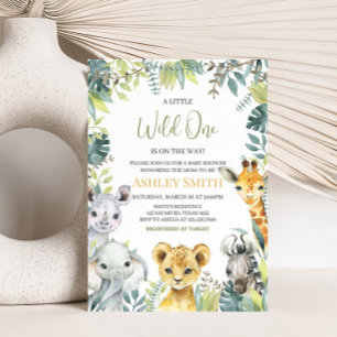 Jungle Safari Wild One Baby Shower  Invitation