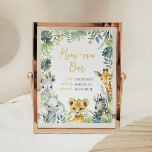 Jungle Safari Wild One Baby Shower Mum Osa Bar Poster