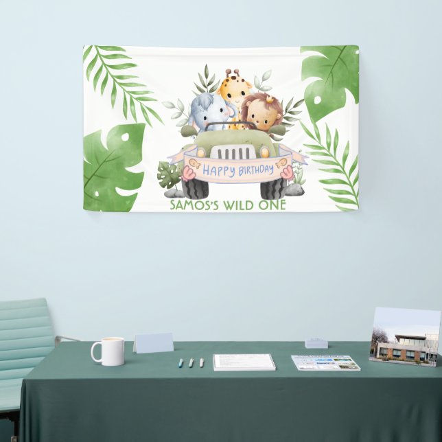 Jungle Safari Wild One Birthday Banner (Tradeshow)
