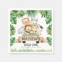 Jungle Safari Wild One Birthday Paper Napkins