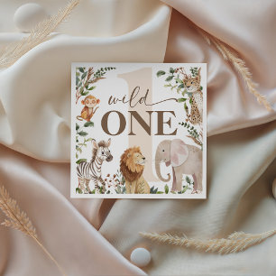 Jungle Safari Wild One Birthday Party Napkins