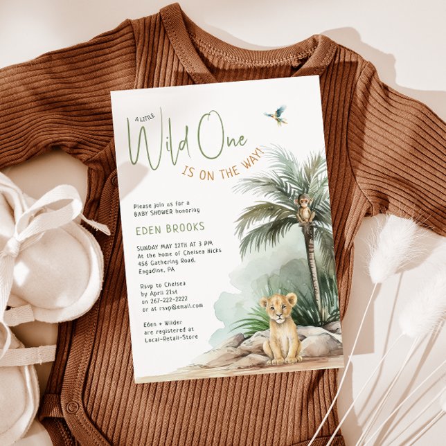 Jungle Safari Wild One Lion Baby Shower  Invitation (Creator Uploaded)