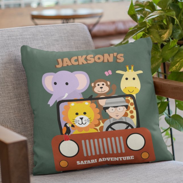 Jungle Safari Wild One Zoo Animal Kids Birthday  Cushion (Creator Uploaded)
