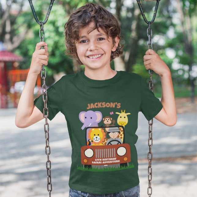 Jungle Safari Wild One Zoo Animal Kids Birthday  T-Shirt (Creator Uploaded)