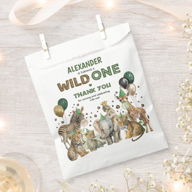 Jungle Safari Wild Party Animals Boys Birthday Favour Bags (Clipped)
