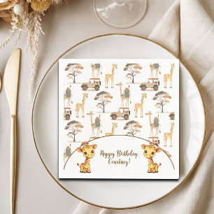 Jungle Safari with Giraffes Birthday Party Napkin
