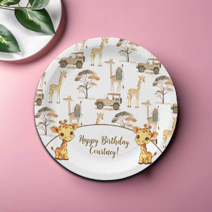 Jungle Safari with Giraffes Birthday Party Paper Plate