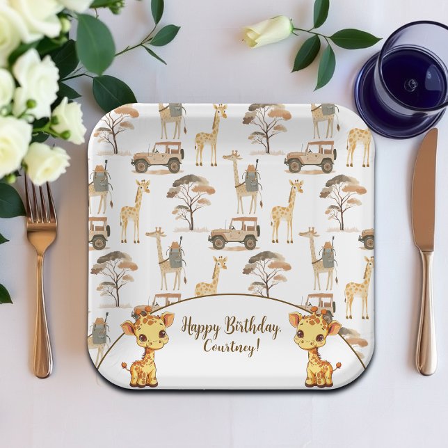 Jungle Safari with Giraffes Birthday Party Paper Plate (Creator Uploaded)