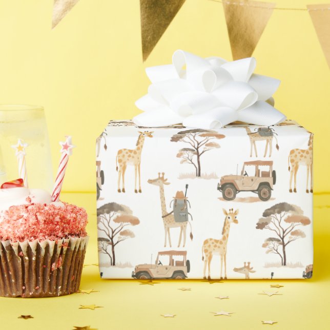 Jungle Safari with Giraffes Birthday Party Wrapping Paper (Birthday Party)