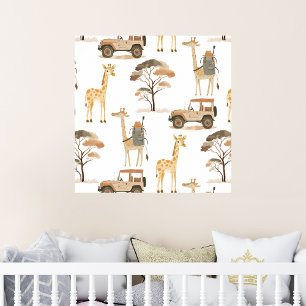 Jungle Safari with Giraffes Nursery Pattern Poster