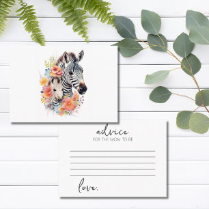 Jungle Safari Zebra Floral Baby Shower Advice Enclosure Card