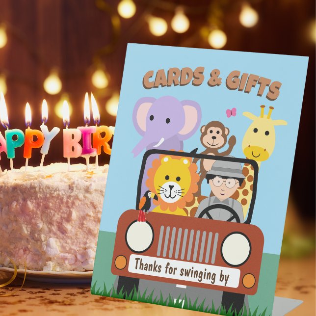 Jungle Safari Zoo Animal Baby Shower Cards & Gifts Pedestal Sign (Creator Uploaded)
