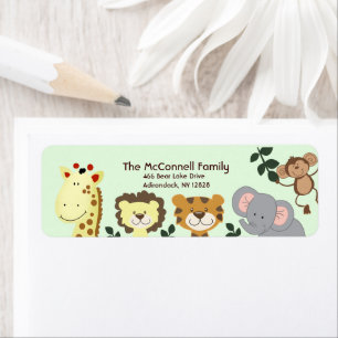 Jungle Safari Zoo Animals Return Address