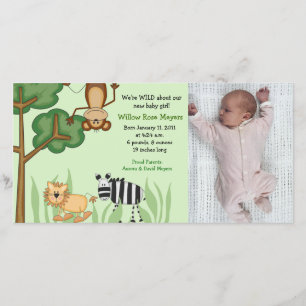 Jungle Safari Zoo Photo Birthday / Birth Card