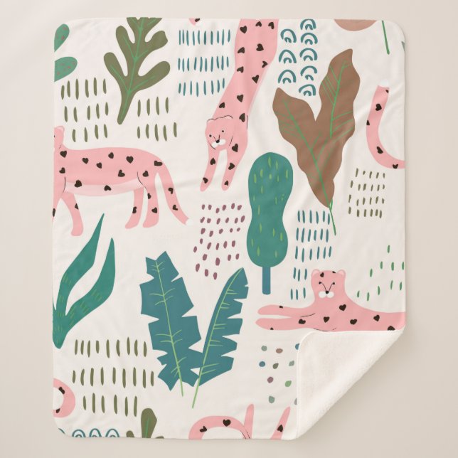 Jungle seamless pattern sherpa blanket (Front)