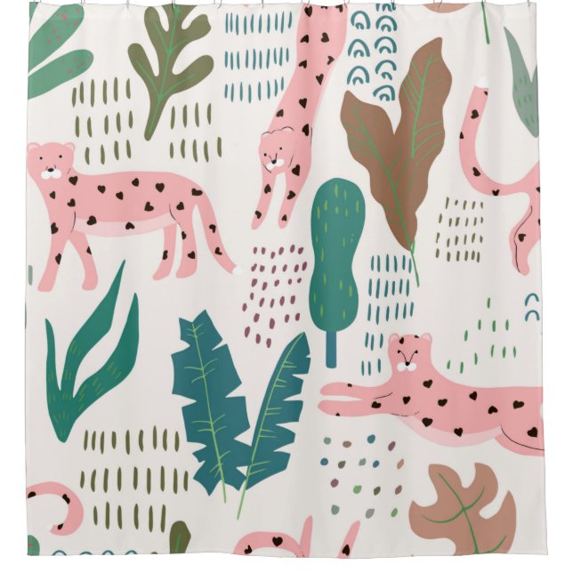 Jungle seamless pattern shower curtain (Front)