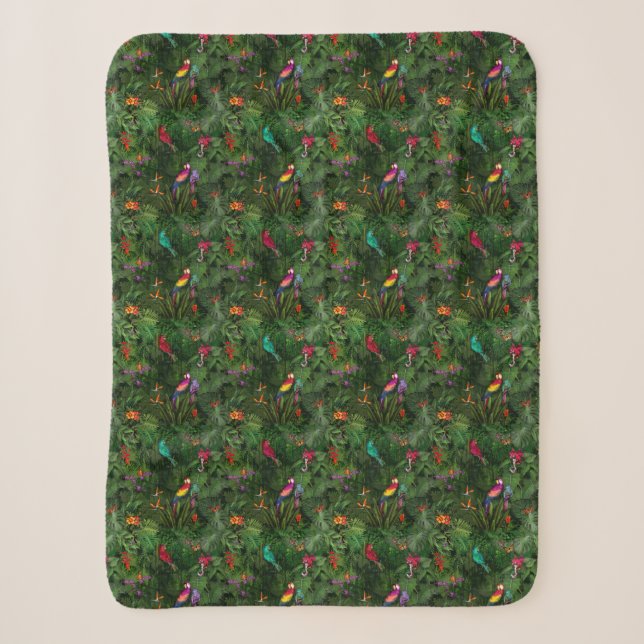 Jungle🌴🌺🦜 Sherpa Blanket (Front)