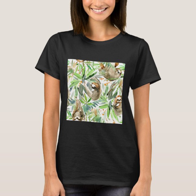 Jungle Sloth On Green T-Shirt (Front)