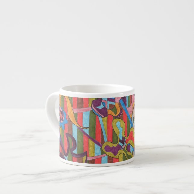 "Jungle Stripes I" Abstract Art Espresso Cup (Front Left)