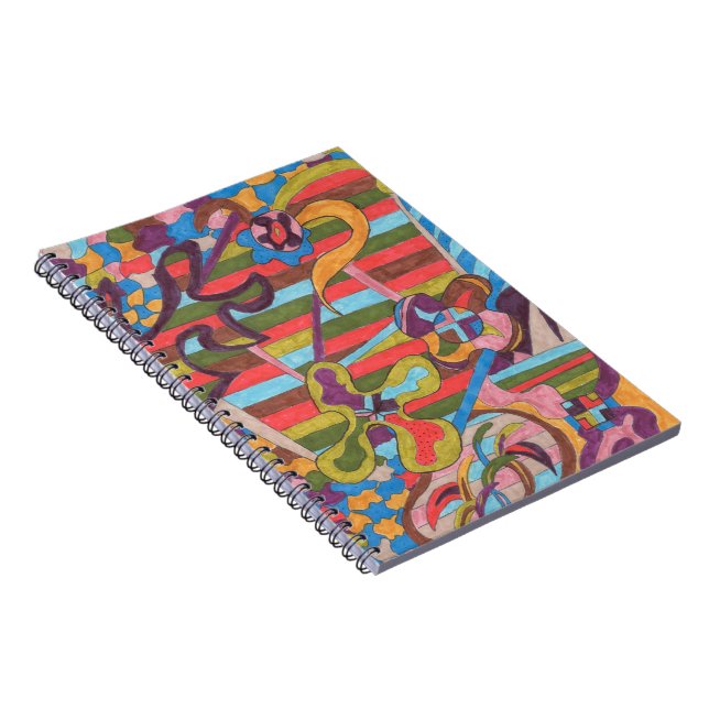 "Jungle Stripes I" Abstract Art Spiral Notebook (Right Side)